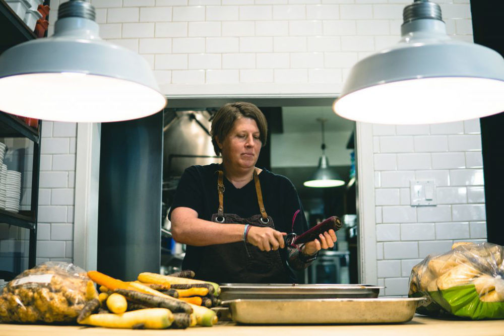 Chef Lora peeling 100km Foods carrots